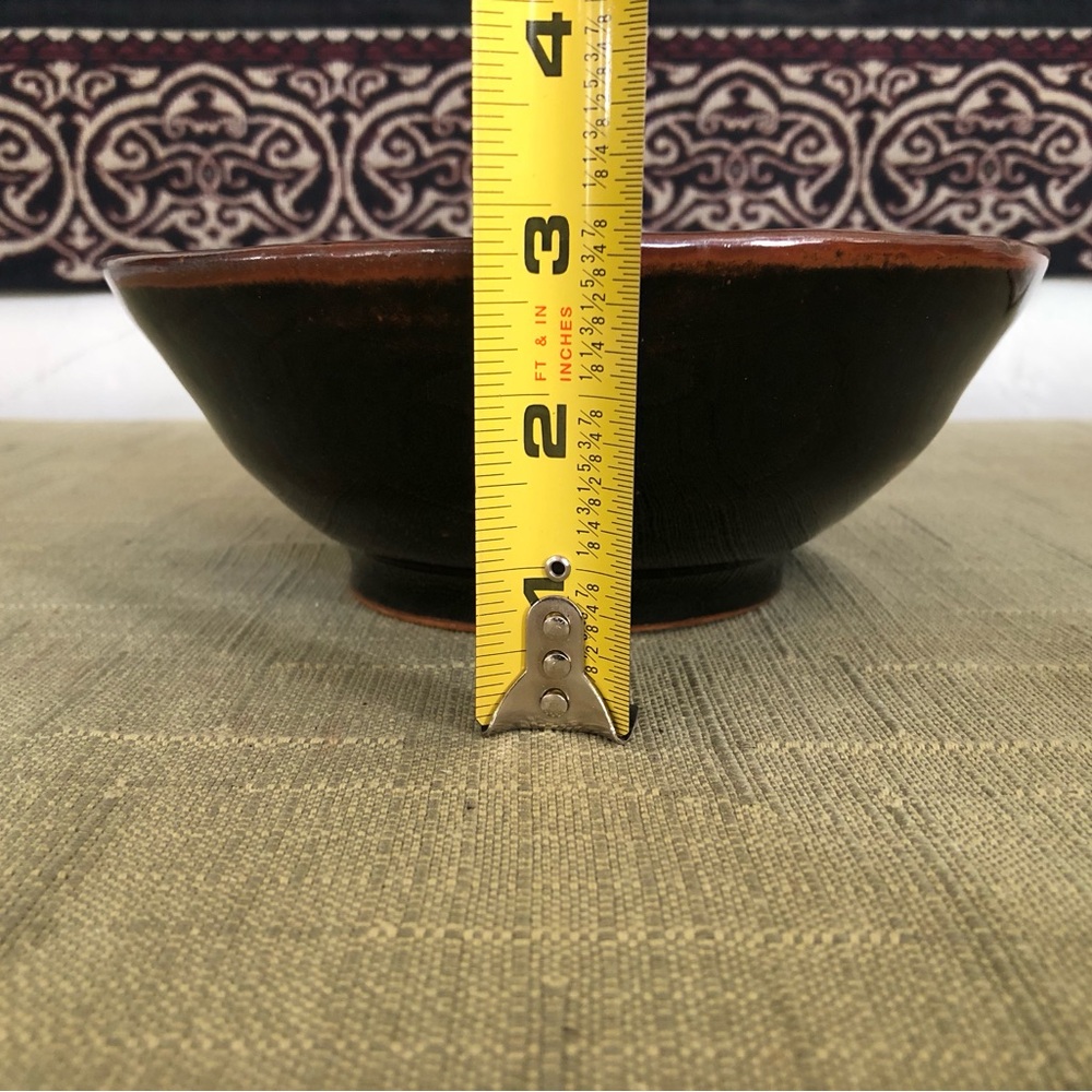 Handcrafted Ceramic Decorative Bowl - Brown and Black Glaze - Picture 3 of 5